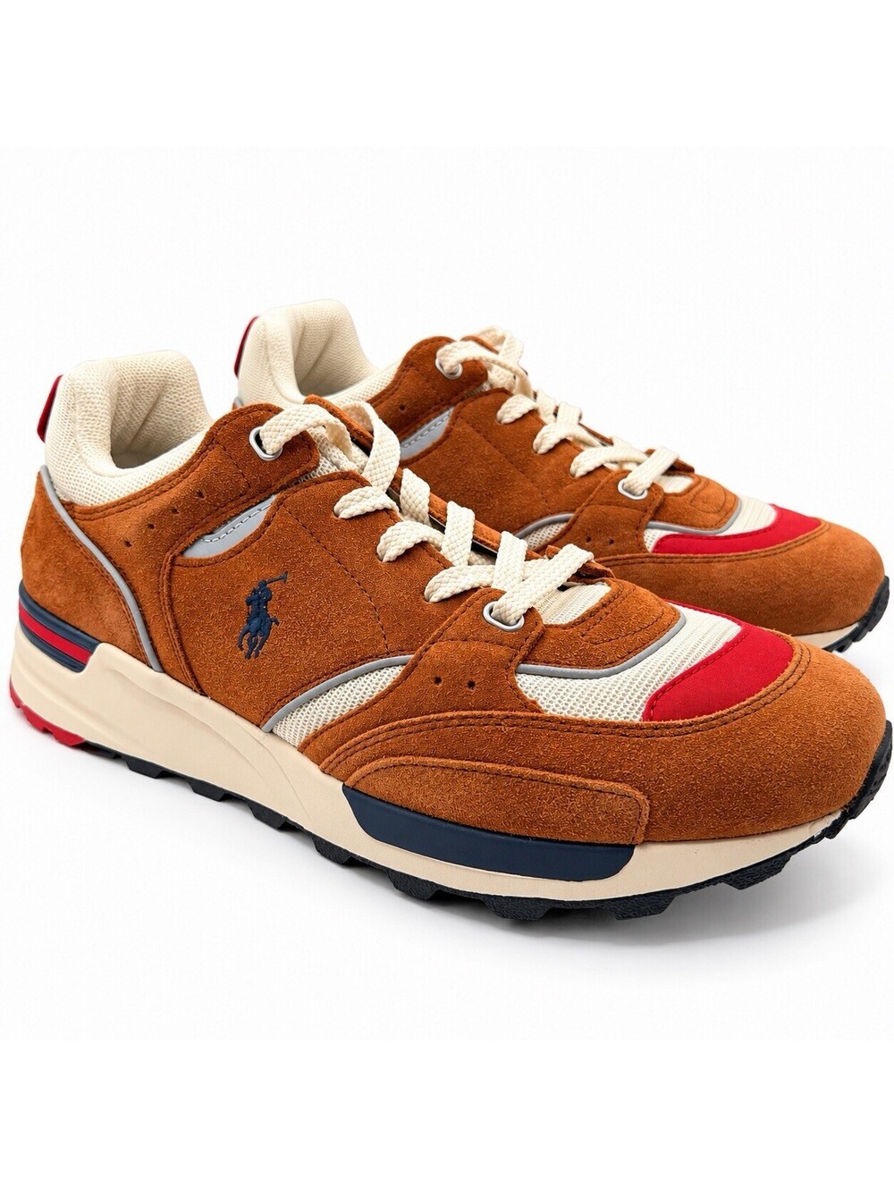 Polo Ralph Lauren Trackster 200 Shoes Men’s Size 9 Brown Leather Blend Sneakers